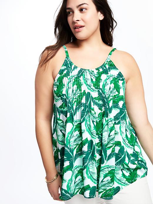 Image number 4 showing, Printed Plus-Size Pintucked Cami