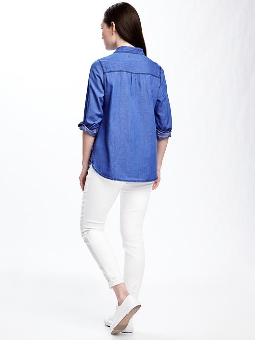 Image number 2 showing, Maternity Classic Chambray Popover Shirt