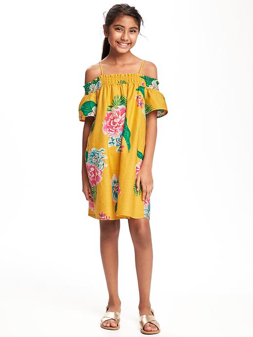 View large product image 1 of 1. Floral Off-the-Shoulder Swing Dress for Girls