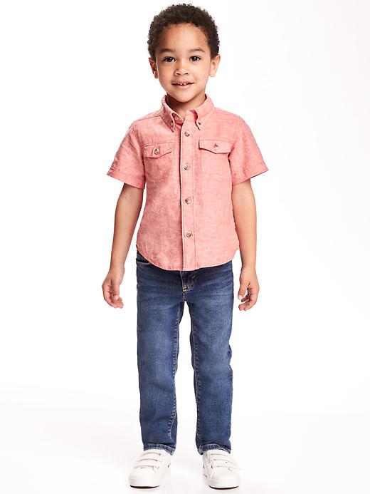 View large product image 2 of 2. Double-Pocket Linen-Blend Shirt for Toddler
