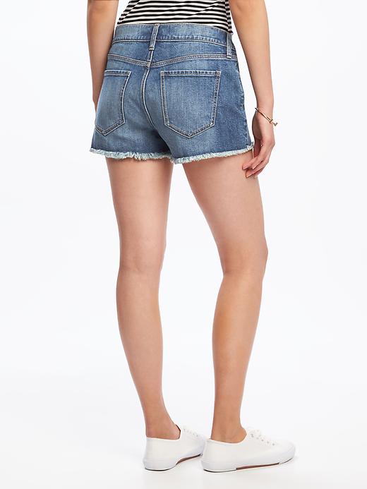 View large product image 2 of 3. Distressed Boyfriend Denim Cut-Offs for Women (3")