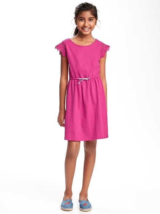 View large product image 1 of 1. Crochet-Lace-Sleeve Dress for Girls