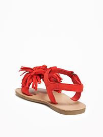 View large product image 3 of 4. Sueded Fringe T-Strap Sandals for Toddler