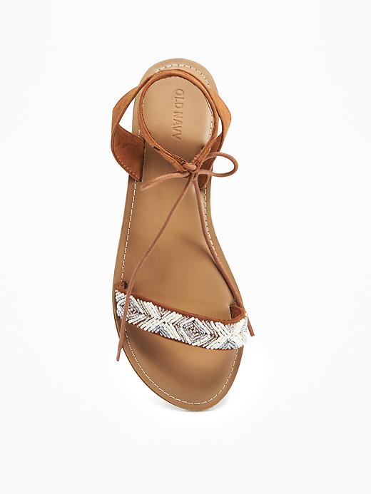 Image number 3 showing, Beaded Lace-Up Sandals for Women