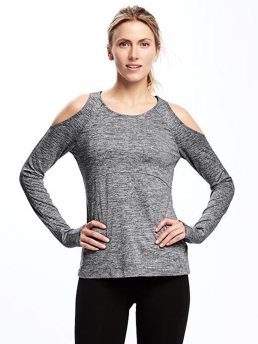 Image number 1 showing, Go-Dry Fitted Cold-Shoulder Top for Women