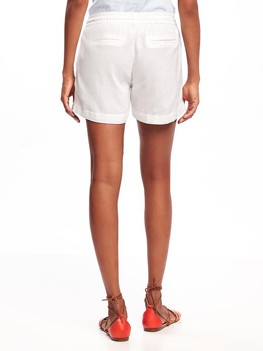 View large product image 2 of 3. Mid-Rise Cuffed Linen-Blend Shorts For Women - 4 inch inseam