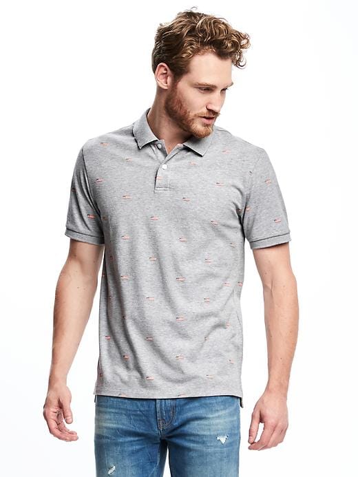 View large product image 1 of 5. Flag-Printed Pique Polo for Men