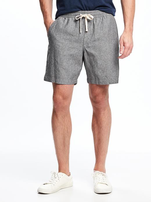 View large product image 1 of 2. Linen-Blend Drawstring Shorts for Men (7")