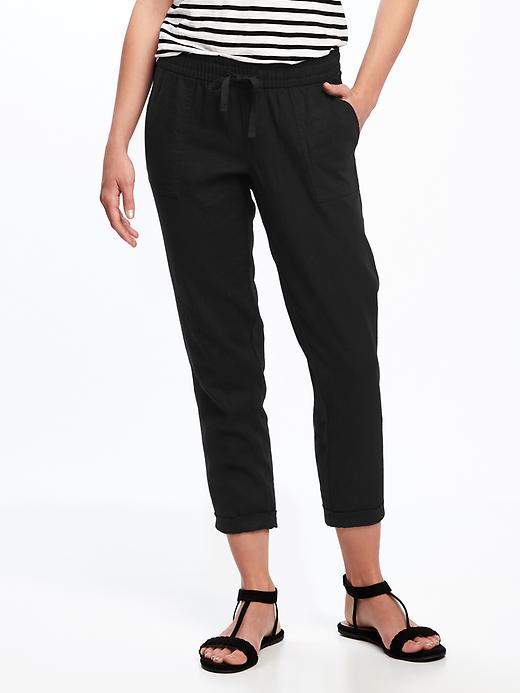 View large product image 1 of 3. Mid-Rise Linen-Blend Cropped Pants for Women