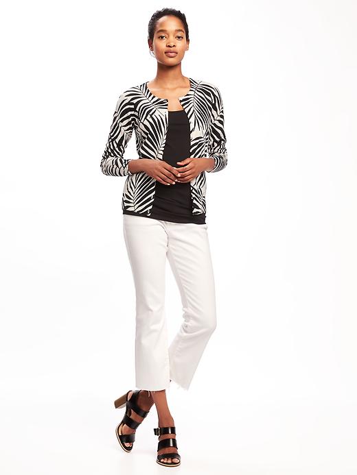 Image number 3 showing, Classic Printed Crew-Neck Cardi for Women