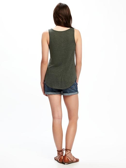 Image number 2 showing, Relaxed Linen-Blend Curved-Hem Tank for Women