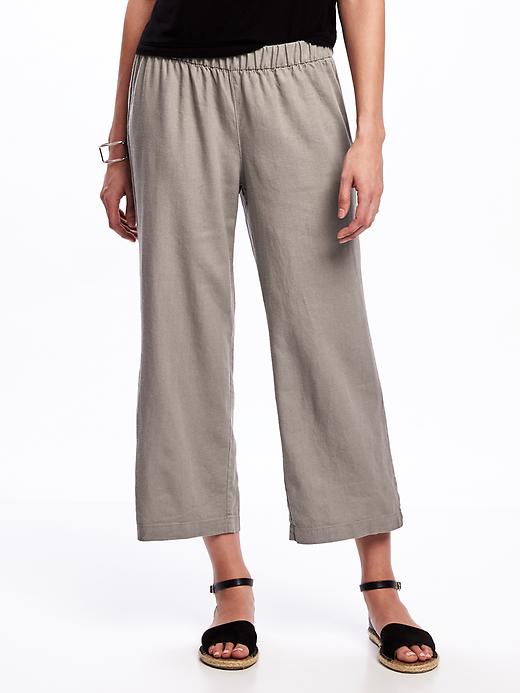 View large product image 1 of 2. Linen-Blend Wide-Leg Pants for Women