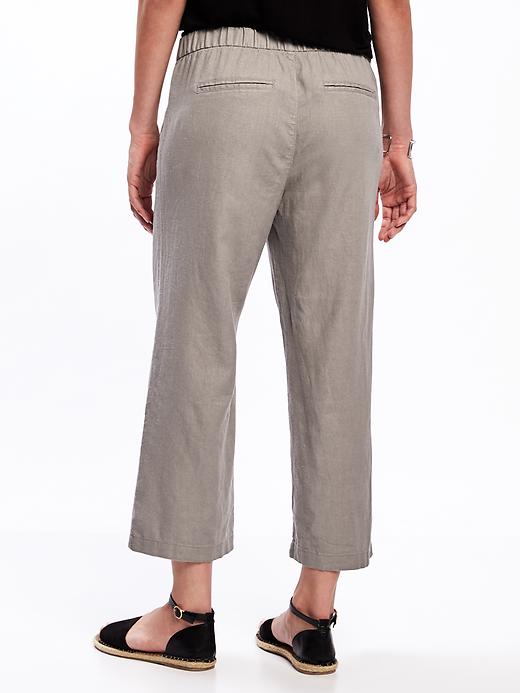 View large product image 2 of 2. Linen-Blend Wide-Leg Pants for Women
