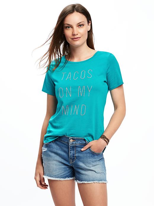 Image number 1 showing, Relaxed Graphic Crew-Neck Tee for Women
