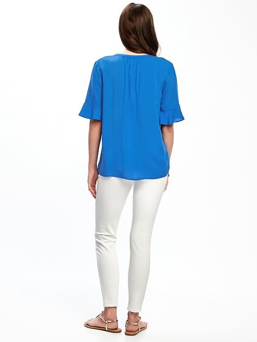 Image number 2 showing, Pintuck Ruffle-Sleeve Swing Top for Women