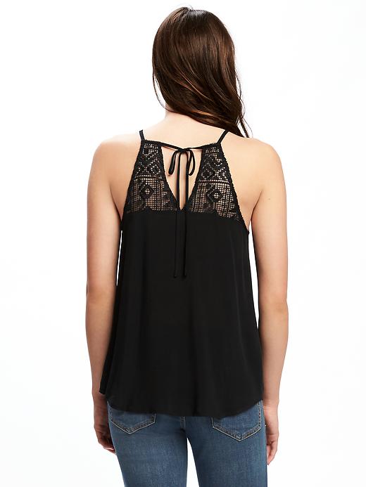View large product image 1 of 1. High-Neck Crochet-Back Cami for Women