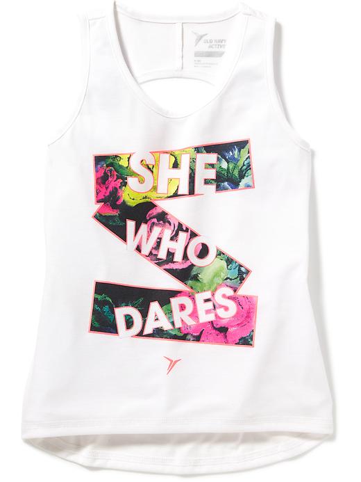 View large product image 1 of 3. Graphic Twist-Back Performance Tank for Girls