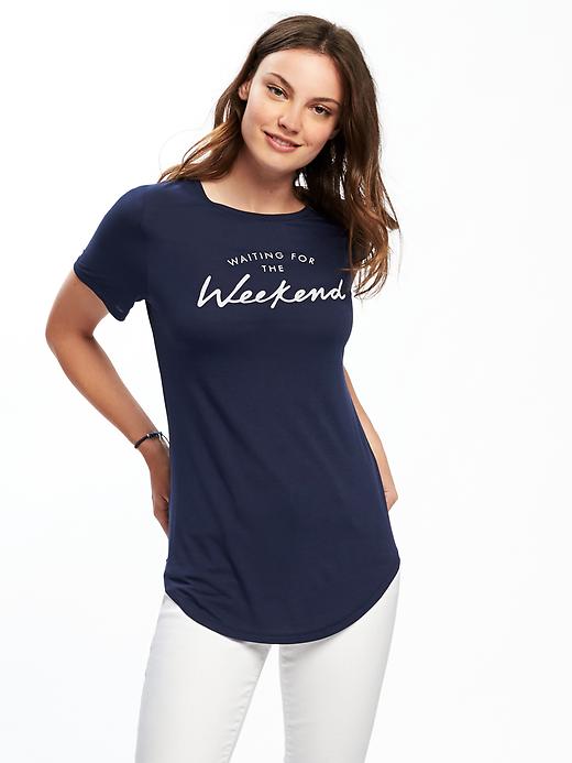 View large product image 1 of 1. Graphic Curved-Hem Tee for Women
