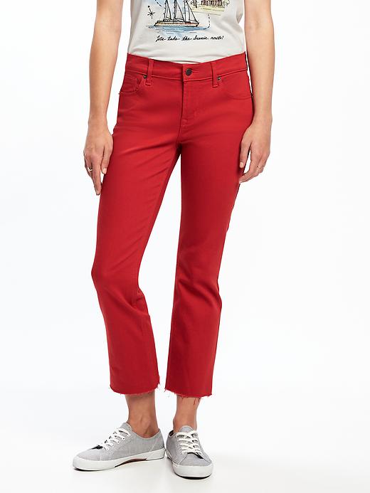View large product image 1 of 3. Mid-Rise Cropped Flare Ankle Jeans for Women