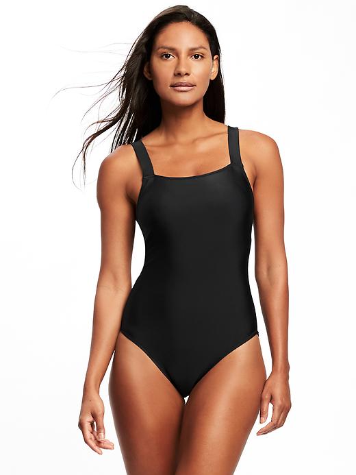 Image number 1 showing, Square-Neck Tie-Back Swimsuit for Women