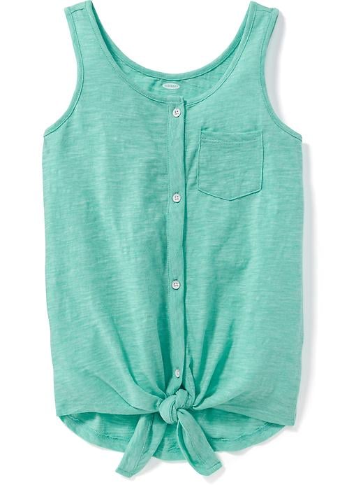 View large product image 1 of 1. Slub-Knit Button-Front Tank for Girls
