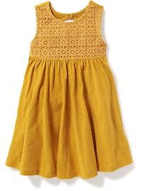 View large product image 4 of 4. Lace-Yoke Cutout-Back Swing Dress for Toddler Girls