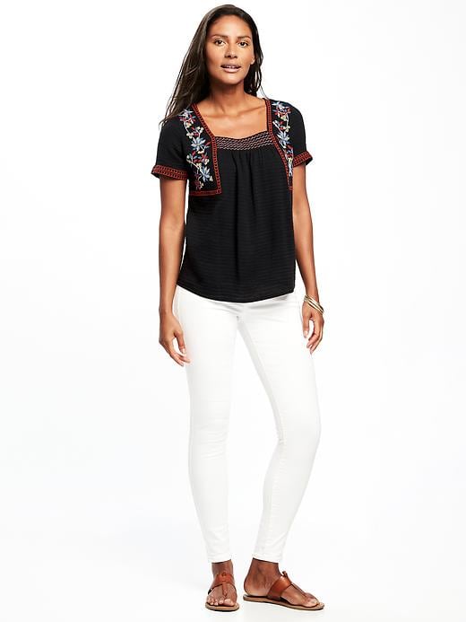 Image number 3 showing, Relaxed Embroidered Swing Top for Women
