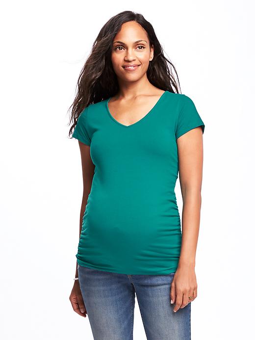 Image number 1 showing, Maternity Fitted V-Neck Tee