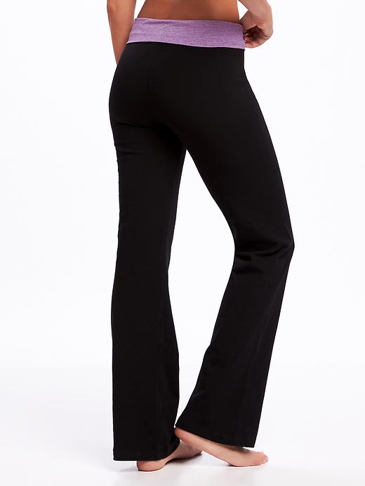 View large product image 2 of 2. Mid-Rise Wide-Leg Roll-Over Yoga Pants for Women