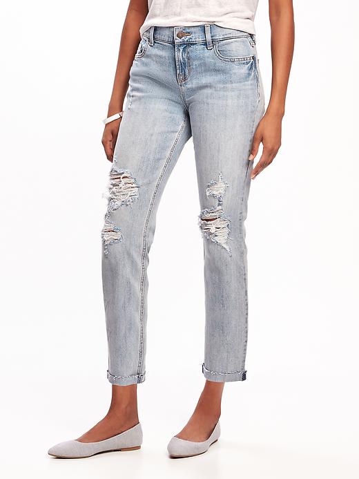 View large product image 1 of 3. Boyfriend Straight Distressed Jeans for Women