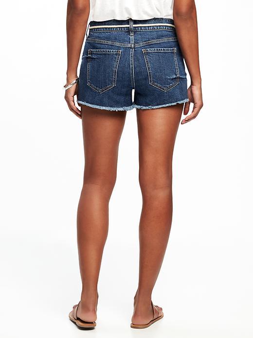 View large product image 2 of 3. Belted Denim Cutoffs for Women (3")