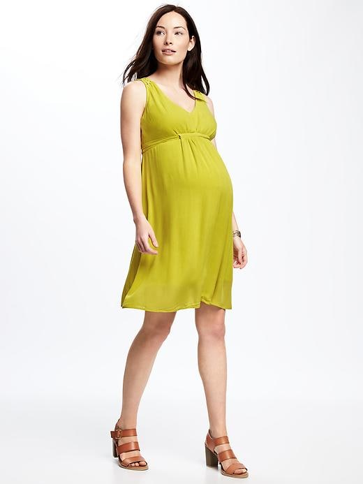 View large product image 1 of 1. Maternity Lace-Yoke Midi Dress