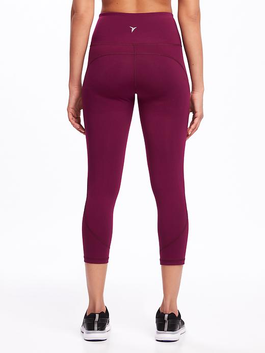 View large product image 2 of 3. High-Rise Mesh-Trim Compression Crops for Women