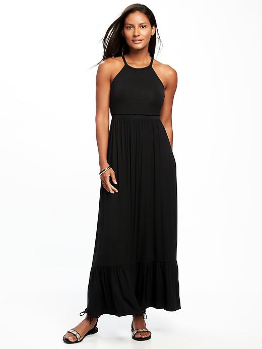 View large product image 1 of 2. High-Neck Ruffle-Hem Maxi Dress for Women