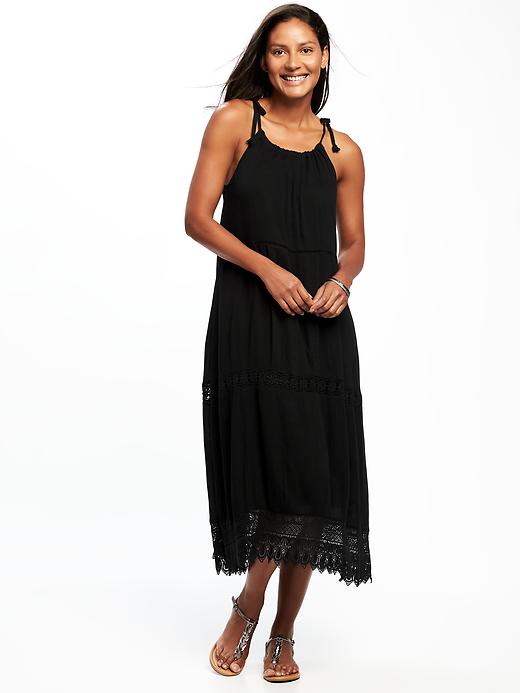 View large product image 1 of 2. Lightweight Crochet-Trim Swing Dress for Women