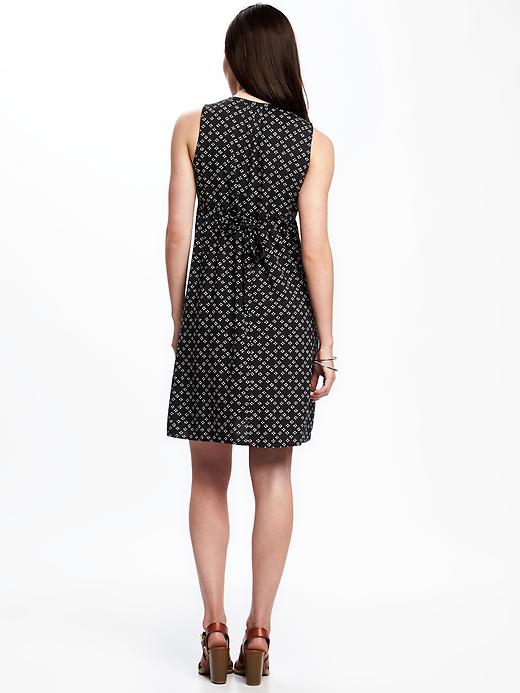 Image number 2 showing, Maternity Pintucked Tie-Neck Swing Dress