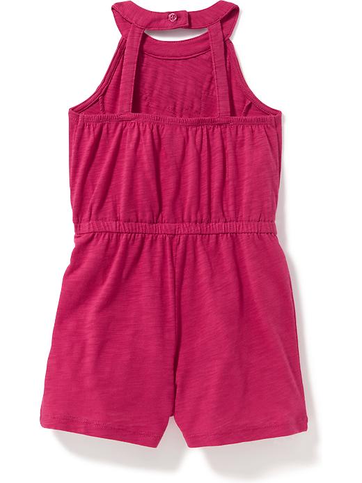 View large product image 2 of 3. High-Neck Lace-Yoke Romper for Toddler Girls