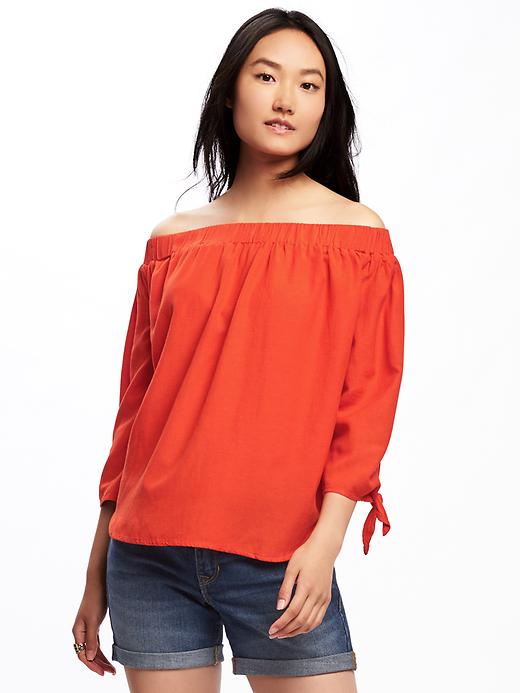 View large product image 1 of 1. Relaxed Off-the-Shoulder Top for Women