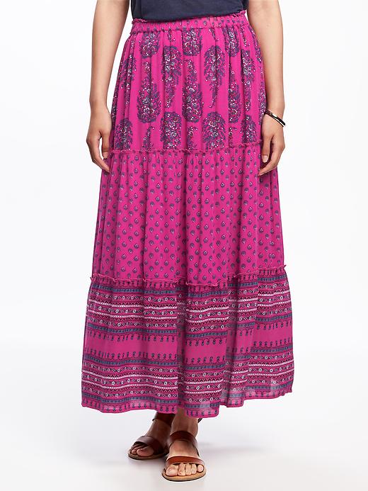 View large product image 1 of 2. Tiered Boho Maxi Skirt for Women