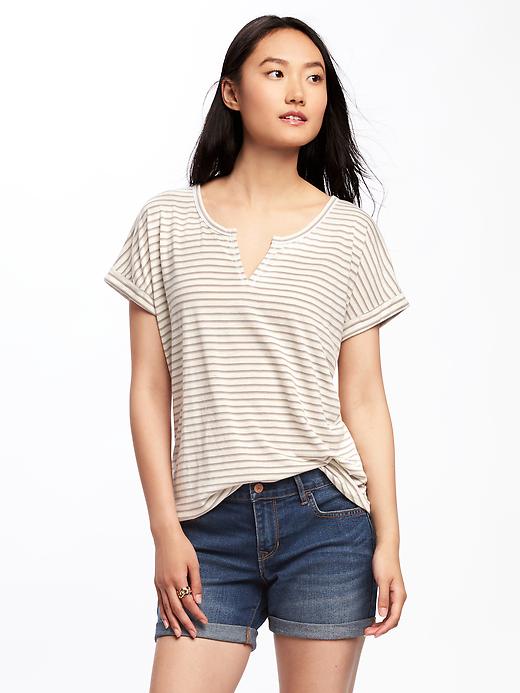 View large product image 1 of 1. Relaxed Rolled-Cuff Tee for Women