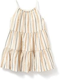 View large product image 3 of 3. Tiered Metallic-Stripe Swing Dress for Toddler
