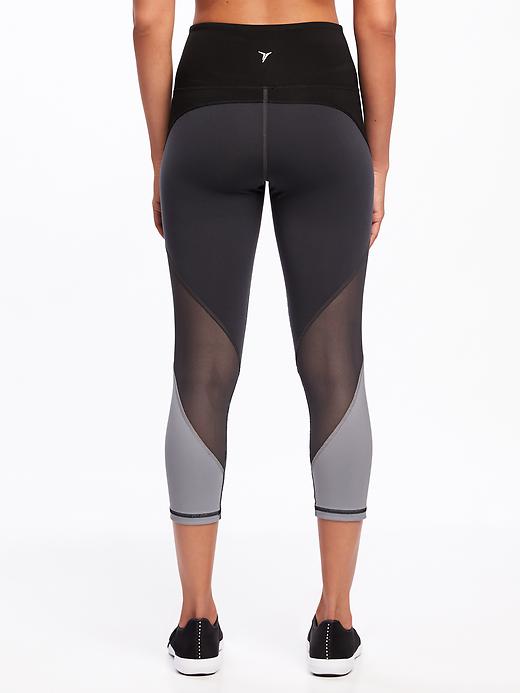 View large product image 2 of 2. High-Rise Mesh-Trim Compression Crops for Women
