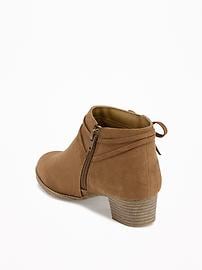 View large product image 3 of 3. Sueded Bow-Tie Ankle Boots for Girls