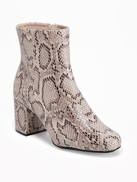 Image number 1 showing, Snakeskin-Print Ankle Boots for Women