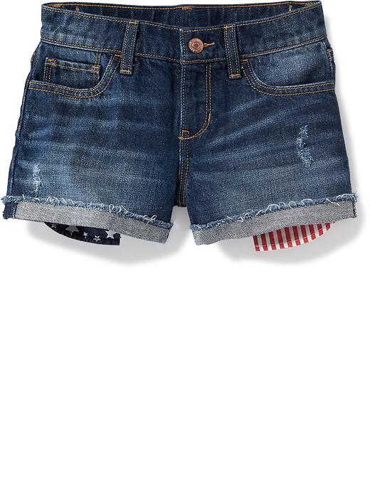 View large product image 1 of 1. Destructed Exposed-Pocket Denim Shorts for Girls