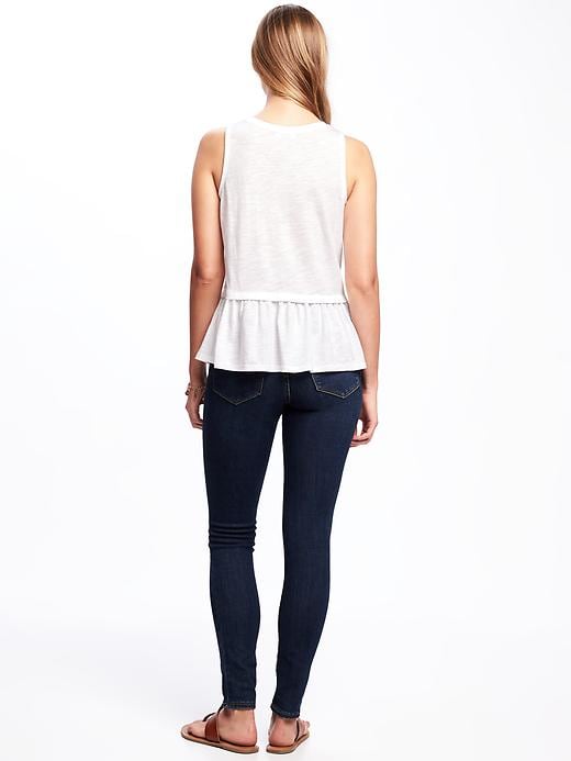 Image number 2 showing, Embroidered Peplum-Hem Top for Women