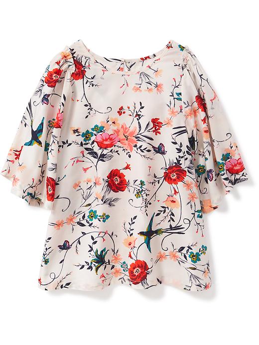 View large product image 1 of 3. Floral Flutter-Sleeve Top for Girls