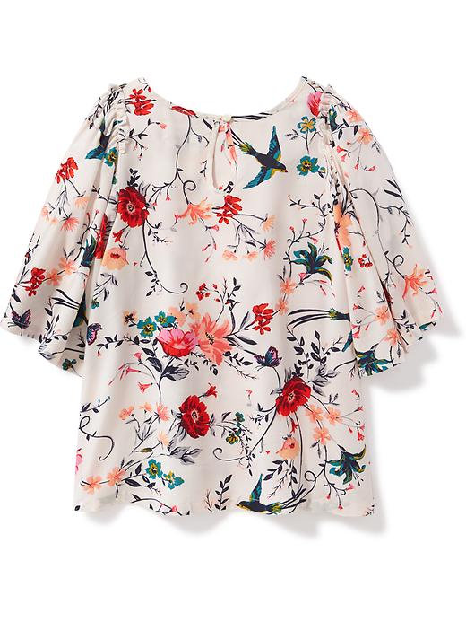View large product image 2 of 3. Floral Flutter-Sleeve Top for Girls