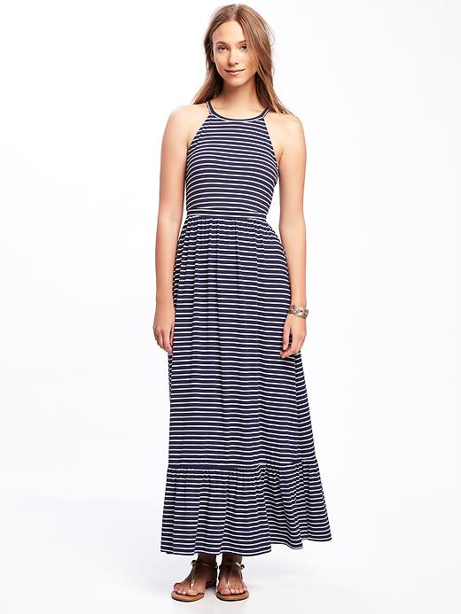 Image number 1 showing, High-Neck Ruffle-Hem Maxi Dress for Women