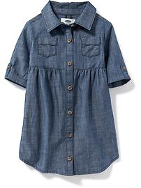 View large product image 3 of 3. Chambray Shirt Dress for Toddler Girls